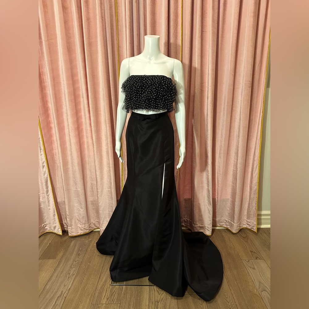 Sherri Hill Style 56269 two-piece gown in black, size 2 — brand new with tags.